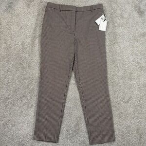 1 STATE Polished Nomad Ankle Pants Womens Size 10 Micro Houndstooth Stretch Work